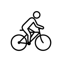Obraz premium Cyclist Riding Bicycle Vector Line Icon - Minimalist Person on Bike Pictogram