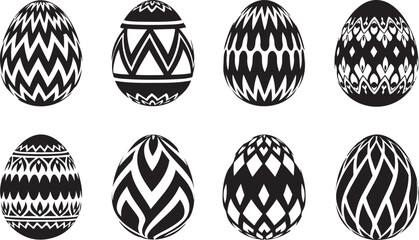 Easter eggs with unique black and white patterns