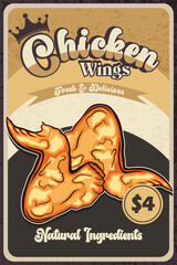 Retro Style Chicken Wings Advertisement Poster
