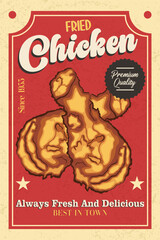 Vintage Fried Chicken Advertisement Poster