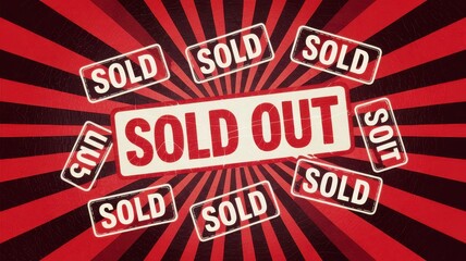 Sold Out Sign with Red and Black Background