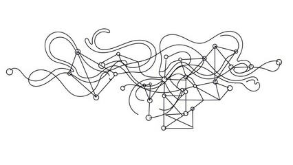 Delicate interconnected network with flowing lines, intricate connections and geometric shapes