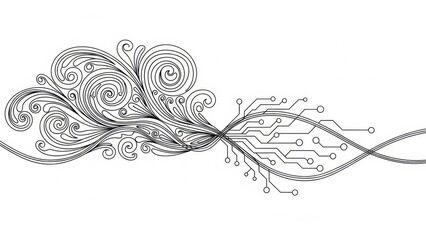 Duality of nature and technology abstract artwork blending organic and digital elements