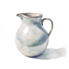 Hand-painted style, vectorized, vector set available in EPS An Elegant watercolor painting design_Watercolor_style_painting_of_a_ceramic_water_pitcher
