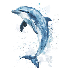 A_Watercolor_style_painting_of_a_dolphin_on_a_white_Hand-painted style, vectorized, vector set available in EPS An Elegant watercolor painting design © Zizak