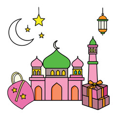 Modern Ramadan Mega Sale Concept in Flat Vector Style, Trendy Promotion for Islamic Holiday Offers.