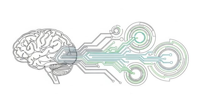 Abstract depiction of brain with artificial intelligence technology connection line - Powered by Adobe