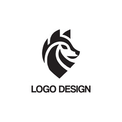 wolf head logo design template