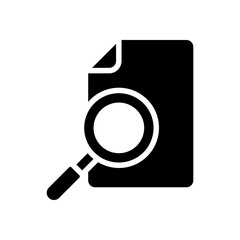 Document with Magnifying Glass Outline and Silhouette Icon Set. Collection of Study and Research Symbols. Application Form, Data Report. Isolated Vector Illustration.