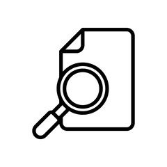 Document with Magnifying Glass Outline and Silhouette Icon Set. Collection of Study and Research Symbols. Application Form, Data Report. Isolated Vector Illustration.