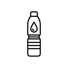 Water Bottle and Glass Icon with Water Droplets, Symbolizing the Importance of Drinking Clean Water and Staying Hydrated. Isolated Vector Illustration.