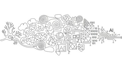 Conceptual representation of artificial intelligence and cognitive processes diagram