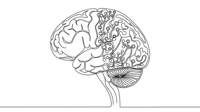 Conceptual brain circuit illustration representing innovation and intelligence enhancement - Powered by Adobe