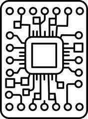 Computer Microchip and CPU Circuitry Icon for Technology and AI.
