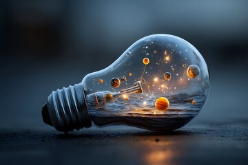 light bulbs with tiny objects