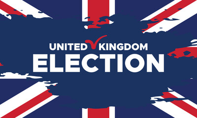 United Kingdom election banner with bold abstract flag background