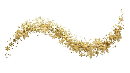 Isolated Golden Snowflakes Swirl Glittering Trail Design Element Holiday Festive Winter Season