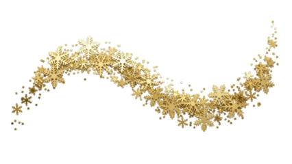 Isolated Golden Snowflakes Swirl Glittering Trail Design Element Holiday Festive Winter Season
