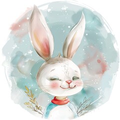 Cute bunny in watercolor style
