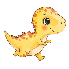 Cute baby green fantasy dragon character vector illustration isolated on white