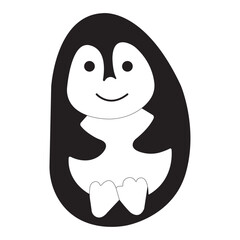 Minimalist black and white illustration of a penguin.