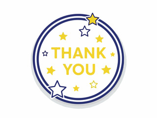 Thank You Badge with Stars on a White Background