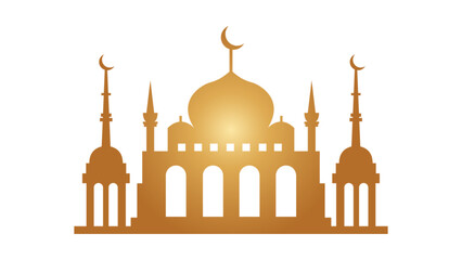 Vector illustration silhouette of gold mosque © Andri