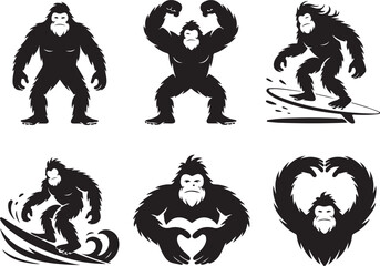 Fototapeta premium Bigfoot poses in various fun and playful stances