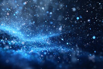 Obraz premium Arctic blue crystalline snowstorm with sparkling dust in motion, immersive 3D depth, dynamic holiday banner style.