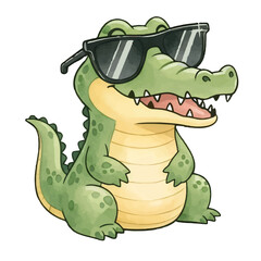 Cartoon green reptilecrocodile dragon and alligator crocodile smiling vector illustration