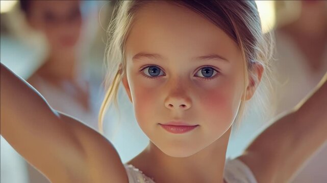 Ballet dancer, poised posture, dance studio, youthful grace, ballet leotard, artistic, performance, creative expression