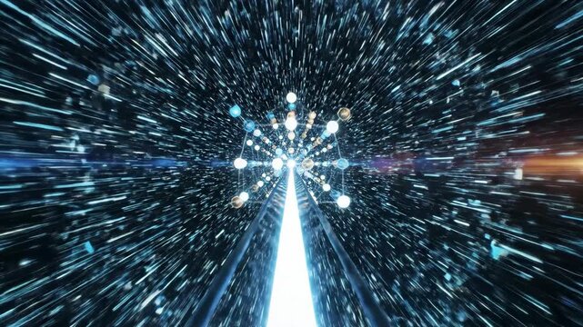 Journey through the universe as light streaks capture the excitement of fast-paced travel. Explore distant stars and cosmic beauty in this captivating adventure.