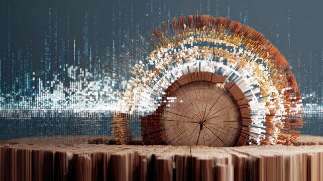 Log Cross-section with Digital Augmentation - Powered by Adobe