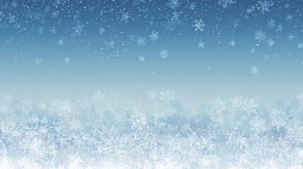 Obraz premium abstract winter snowflakes 3D effect horizontal banner background. Pale arctic blue gradient with soft shimmering snowfall, layered translucent snowflake shape, minimal aesthetic
