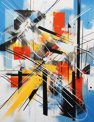 Abstract Geometric Color Composition with Dynamic Diagonal Lines