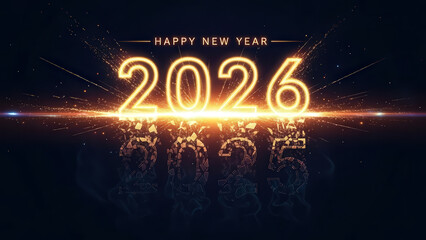 2026 glowing as fragments of old year dissolve transition
