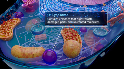 3D illustration of a lysosome digesting cellular waste
