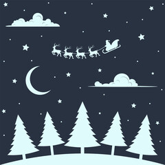 christmas scene with santa in sleight