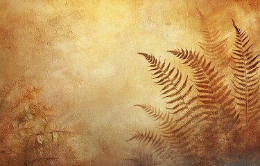 Abstract background with ferns and swirls, warm autumn tones