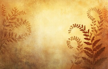 Abstract background with ferns and swirls, warm autumn tones