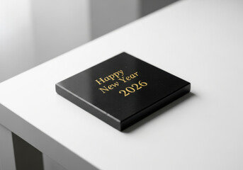 Obraz premium Happy New Year 2026 Stylish Black Coaster Celebration