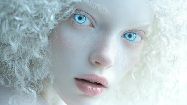 Elvish, fantasy female with blue eyes and white hair in a snowy, ethereal winter setting. Stylized, artistic, otherworldly, beautiful, dreamlike.
