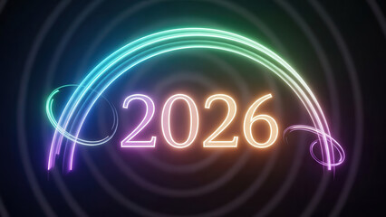 Soft glowing arc wrapping around 2026 new year cycle