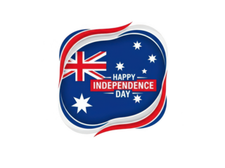 Australian independence day badge isolated on transparent background
