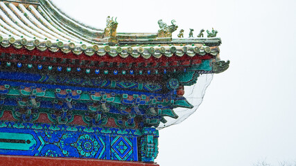 Chinese style Chinese architecture snow