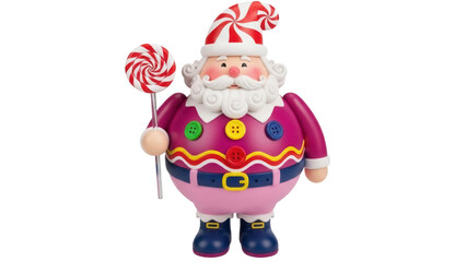 Isolated Funny Santa Claus with Lollipop in Hand Cheerful Celebration Festive Decoration