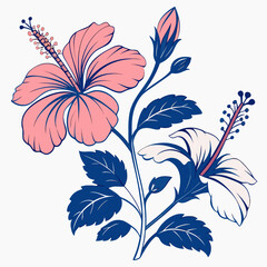 hibiscus blue satin on white background 