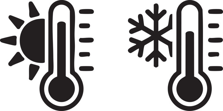 Thermometer with sun and snowflake vector