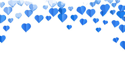 A cascade of blue paper hearts falling against a dark background © MihirKumarMondal