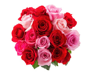 Obraz premium Romantic valentine rose bouquet with red and pink flower arrangement. beautiful, colorful floral gift for special occasion, celebration, anniversary or love gesture